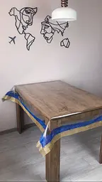 Скатертина силіконова з синьо-жовтою стразовою стрічкою 220х110 см - мініатюра 3