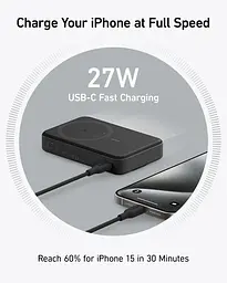 Портативний зарядний пристрій MagGo 10000 mAh Qi2 15W + USB-C PD 27W Black Anker teh0027062 - мініатюра 2
