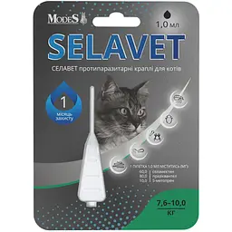 Краплі протипаразитні Modes Selavet для котів від 7.6 кг до 10 кг 1.0 мл