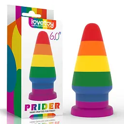 Анальна пробка LoveToy Prider 6 16 см (райдужний) - мініатюра 10