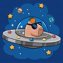 Картина за номерами Для дітей. Капібара в космічній тарілці 30x30 см Ідейка KHO 1292