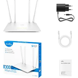 Маршрутизатор Cudy WR300S, Wi-Fi, 802.11b/g/n, 300Mbps 2.4GHz, 5×10/100Mbps, 4×5dBi an, WiFi, IPv6 - мініатюра 5