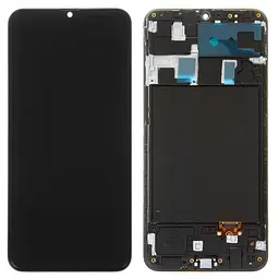 Дисплей Samsung A205 Galaxy A20, A205F/DS Galaxy A20, M107F/DS Galaxy M10s, чорний, з рамкою, High, з широким ободком, (OLED)