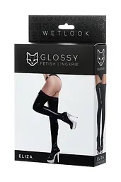 Панчохи Glossy Eliza wetlook M (чорний) - мініатюра 8