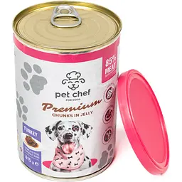 Вологий корм для дорослих собак Pet Chef Шматочки в желе з індичкою 415 г - мініатюра 3
