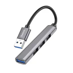 Usb hub Hoco HB26 4 in 1 adapter USB to USB 3.0+USB 2.0 x 3 Metal Grey - мініатюра 3
