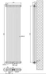 Вертикальний дизайнерський радіатор опалення Arttidesign Bari III 10/1800/470/50 чорний матовий - мініатюра 2