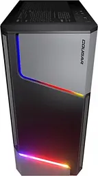 Корпус Cougar MX360 RGB Black, без БЖ, Mid Tower, ATX / Micro ATX / Mini ITX, 3xUSB, 2x3.5`/2x2.5`, 1x120 RGB Fan, скляне вікно, 210x460x378мм - мініатюра 2