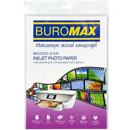 Фотопапір Buromax глянцевий А4 230 г/м² 100 аркушів (BM.2220-6100)