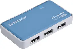 Хаб USB 2.0 -> 4xUSB 2.0 active, Білий-Синій Defender