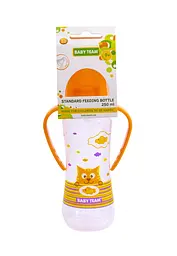 Пляшечка для годування з силіконовою соскою та ручками 0+ Baby team 250 мл Помаранчевий - мініатюра 3