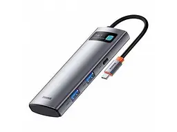 Usb-C адаптер Baseus Adapter Metal Gleam Series 7in1 Type-C To HDMIx2 + Usb3.0x3 + PD + RJ45 - мініатюра 2