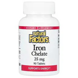 Железо Iron Chelate 25 mg 90 Tablets Natural Factors vit0005978