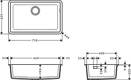 Кухонна мийка Hansgrohe S510-U660 під стільницю 710x450 Graphiteblack 43432170, Чорний - мініатюра 2