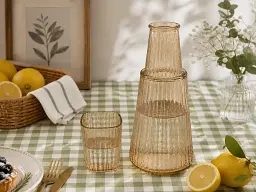 Графин зі склянкою-кришкою 1 л 0.2 л рифлений карамель - мініатюра 5