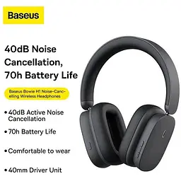 Навушники Baseus Bowie Noise-Cancelling Wireless Headphones H1 (NGTW230013) сірі - мініатюра 4