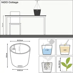 Вазон Lechuza Cottage Nido 27 антрацит (15193) - мініатюра 3