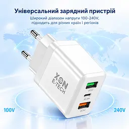 Зарядний пристрій XON PowerCharge 45W (PD25) USB Type-C (PCWA045025A2С1W 6082) Білий - мініатюра 3