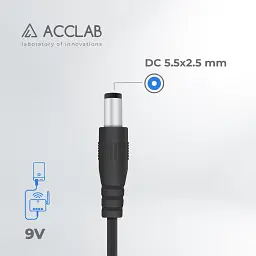 Кабель живлення USB to DC 5.5x2.5mm 9V 1.0m 1.0A ACCLAB (1283126565113) - миниатюра 3