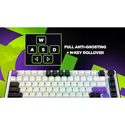 Клавіатура Hator Hellyberry HK75 Mechanical Linear RGB Wireless/Bluetooth/USB UA White/Violet (HK75_wireless) - мініатюра 12