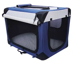 М'яка клітка для собак SenFul Pet Soft Crate з флісовим килимком та чохлом, синьо-сіра