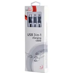 Дата кабель USB 2.0 AM to Lightning + Micro 5P + USB-C 1.0m black Cablexpert (CC-USB2-AM31-1M) - мініатюра 2