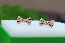 Сережки гвоздики Xuping Jewelry бантики 1.6 см золотисті - мініатюра 2