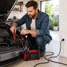 Зарядний пристрій для акумуляторів 6A 12V / Імпульсний зарядний пристрій / Зарядний РК-дисплей - мініатюра 2