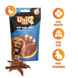Ласощі для собак UniQ PETS М'яке в'ялене качине м'ясо, 80 г - мініатюра 2