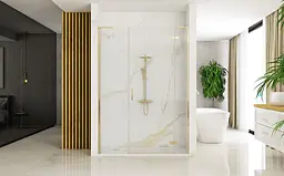 Душові двері Rea Hugo 130 розпашні brushed gold REA-K6610+REA-K8413, прозорий, золотий - мініатюра 5