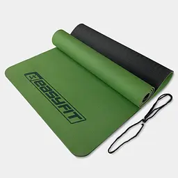 Килимок для йоги та фітнесу EasyFit TPE+TC 6мм двошаровий зелений-чорний (EF-1924-GNBK) - мініатюра 2