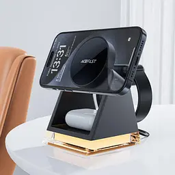 Бездротовий зарядний пристрій Acefast E17 3 в 1 MagSafe Black [111342] - мініатюра 6