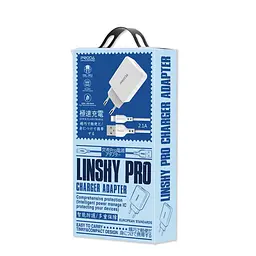 Адаптер мережевий PRODA Lightning cable Linshy Pro PD-A22 білий набір - мініатюра 2