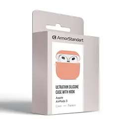 Силіконовий чохол для навушників Apple AirPods 3, Ultrathin Silicone Case, помаранчевий, захисний чохол, ультратонкий і легкий, захист від подряпин і пилу, м"який силікон, ArmorStandart (ARM60289) - мініатюра 3