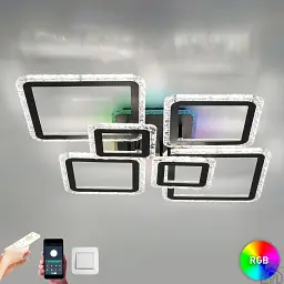 Смарт люстра керована світлодіодна OVAL ICE RGB 7S 120 Вт SMART 960x750x110 мм Чорна ESLLSE