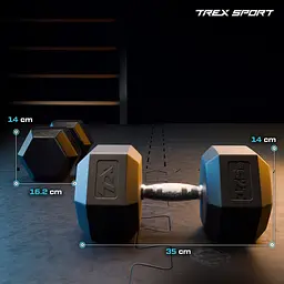 Гантеля шестигранна прогумована TX-175RD Trex Sport 17,5кг - мініатюра 2