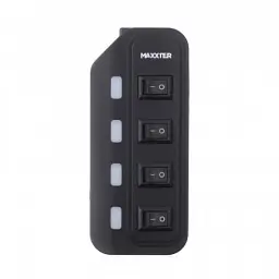 Хаб USB Maxxter HU2A-4P-AC-02, Black, USB 2.0 - 4xUSB 2.0, кабель 1 м, блок живлення, індивідуальні вимикачі на кожний порт - мініатюра 3