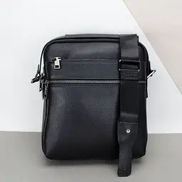 Сумка чоловіча шкіряна чорна Tiding Bag 17622-3A через плече з ручкою - мініатюра 6