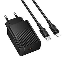 Мережевий зарядний пристрій з кабелем BOROFONE BAS73A Source single port PD20W charger set (C to iP) (EU) Чорний