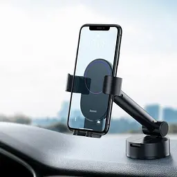 Автотримач для телефону BASEUS Simplism на присосці телескоричне захоплення під вагою Чорний (SUYL-JY01) - мініатюра 2