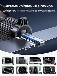 Магнітний автотримач із бездротовим заряджанням UGREEN MagFlow Pro W778 Qi2 до 25 Вт для iPhone 16–17 з iOS 26+ до 15 Вт для iPhone 12–15 для 25 Вт потрібен адаптер PD від 45 Вт на одному порту без чохла або з MagSafe активне охолодження TEC і вентилятор кріплення на вертикальну/горизонтальну решітку обертання 360° LED-індикатор кабель USB-C ↔ USB-C 1,5 м у комплекті темно-сірий із чорним сріблястим оздобленням і білими написами (75250) - мініатюра 4