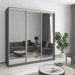 Шафа-купе тридверна MebelStar Комбо AL 3 Дзеркала 200x60x240 см Антрацит (MBS-1779)