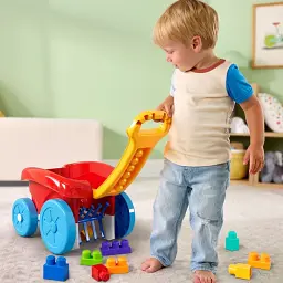 Ігровий візок Mega Bloks Mattel Block Scooping Wagon JFR30 для складання кубиків, 20 деталей, машинка каталка від 1 року червоний (SKU-201) - мініатюра 6