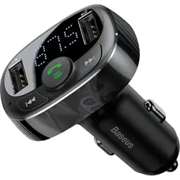 FM модулятор Baseus T Shaped S-09A 2 х USB Type-A, microSD Black (CCMT000001) - мініатюра 2