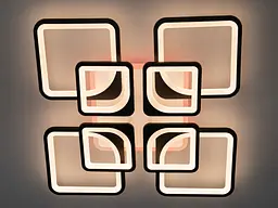Стельова LED-люстра Diasha 8060/4+4BK 165W, Ø60×14 см, 3 кольори світла, диммер, пульт - мініатюра 3