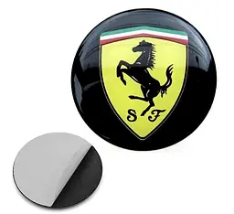Наклейка з логотипом Ferrari для авто та ключів d=13мм Пвх-пластик об’ємна