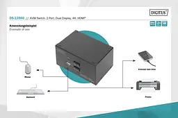 Комутатор Desktop HDMA KVM, 2 Port, Dual Display, 4K Digitus teh0018277 - мініатюра 7