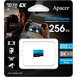 Карта пам'яті Apacer microSDXC 256GB Class 10 UHS-I U3 V30 A1 (AP256GMCEXG3X17-RA) [150032] - мініатюра 2