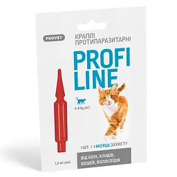 Каплі ProVET Profiline для кішок 4-8 кг 1 піпетка 1.0 мл інсектоакарицид - мініатюра 3