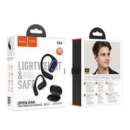 Бездротові навушники Hoco EA6 Melody open true wireless BT headset, BT5.4, 60mAh, 450mAh, 6h, Black - мініатюра 3